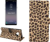 Luipaardpatroon horizontale flip pu lederen case voor Galaxy Note 9, met houder en kaartsleuf en portemonnee (geel)