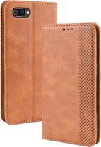 Magnetische gesp Retro Crazy Horse Texture Horizontale Flip Leather Case voor OPPO Realme C2 / A1K, met houder & kaartsleuven & fotolijst (bruin)