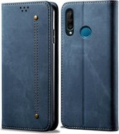 Voor Huawei P30 Lite Denim Textuur Casual Stijl Horizontaal Flip Leren Case met Houder & Kaartsleuven & Portemonnee (Blauw)