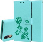 Rose reliÃ«f horizontale flip PU lederen tas voor Huawei P20, met houder en kaartsleuven en portemonnee (groen)