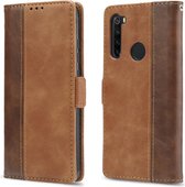 Voor Xiaomi Redmi Note 8 Retro Texture Contrast Color Splicing Horizontal Flip TPU + PU Leather Case met Card Slots & Holder & Wallet (Brown)