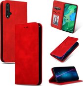 Retro skin feel zakelijke magnetische horizontale flip lederen case voor Huawei Nova 5 / Nova 5 Pro (rood)