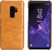 Fierre Shann Retro Oil Wax Texture PU lederen tas voor Galaxy S9 +, met kaartsleuven (geel)