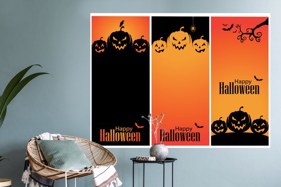 Stickers Stickers muraux - Halloween en trois parties - 120x90 cm - Feuille adhésive