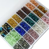 Ilènne - Glaskralen - kleuren mix - in kralendoos 725 gram, 4 tot 9 mm - kralen hobby volwassenen