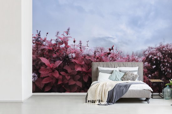 Papier peint photo peint photo vinyle - Fleurs dans la brume largeur 330 cm x hauteur 220 cm - Tirage photo sur papier peint (disponible en 7 tailles)