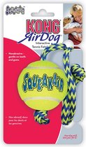 Kong air squeaker ball met touw geel/blauw - 52x6,5x6,5 cm - 1 stuks