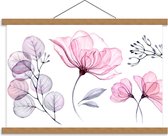 Schoolplaat – Bloemen Tekeningen op Witte Achtergrond - 60x40cm Foto op Textielposter (Wanddecoratie op Schoolplaat)