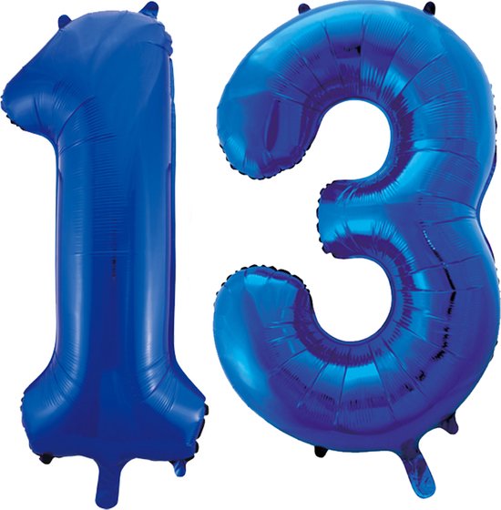 Blauwe folie ballonnen cijfer 13.