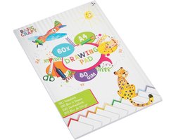 foto van Tekenblok | Formaat A4 | 60 vellen | 80 gram | Tekenen | Wit vel | Knutselpapier voor kinderen