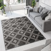 Tapiso Bali PP Vloerkleed Woonkamer Slaapkamer Donkergrijs Diamond Design Interieur Woonsfeer Modern Geometrisch Duurzaam Hoogwaardig Tapijt Maat - 200x300