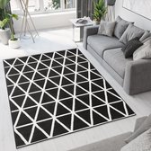 Tapiso Bali PP Vloerkleed Woonkamer Slaapkamer Zwart Wit Lijnen Design Sfeervol Interieur Modern Geometrisch Duurzaam Hoogwaardig Tapijt Maat - 80x150