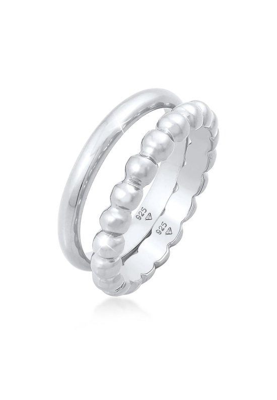 Elli Dames Ring Dames Band Ring Duo Basic Ball Trend in 925 Sterling Zilver