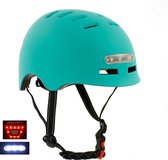 Sajan Fietshelm - Skatehelm - Helm Mat-Turquoise  - LED Verlichting - Maat-S