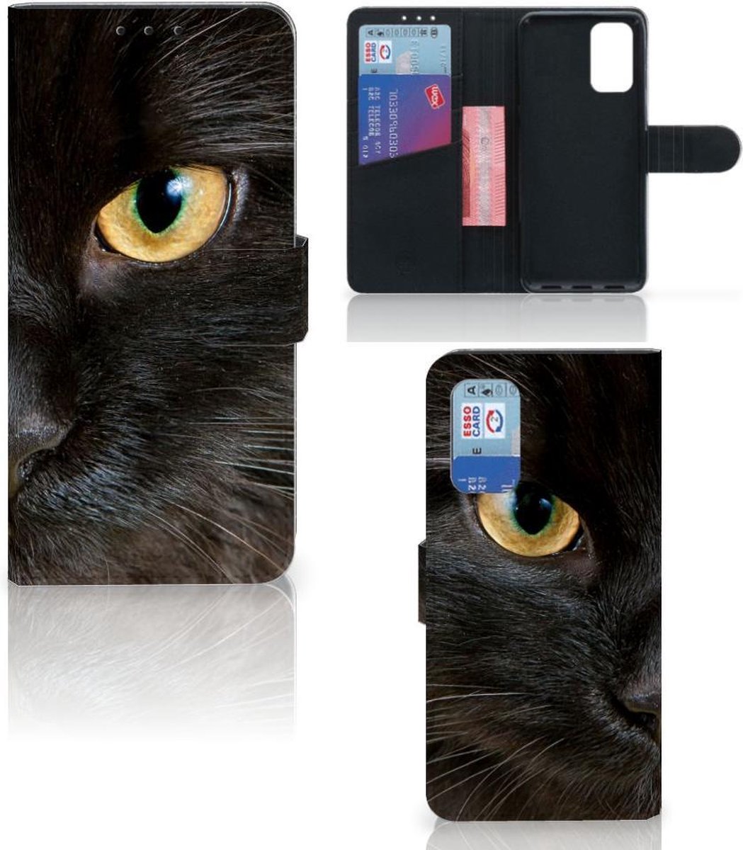 Samsung Galaxy A32 4G Telefoonhoesje met Pasjes Zwarte Kat