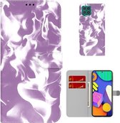 Voor Samsung Galaxy M62/F62 Cloud Fog Pattern Horizontal Flip Leather Case met Houder & Card Slot & Wallet (Paars)