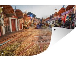 Tuinposter 60x40 cm - Tuindecoratie Markt in de stad Puebla in Mexico - Poster voor in de tuin - Buiten decoratie - Schutting tuinschilderij - Tuindoek muurdecoratie - Wanddecoratie balkondoek