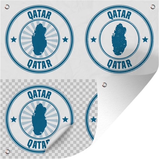 Back Sticker Qatar Tuinposters tekening van een viertal stickers van Qatar - 50x50 cm ...