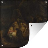 Toile de jardin Adoration des bergers - Peinture de Rembrandt van Rijn - 100x100 cm