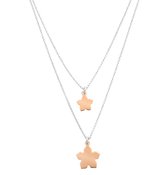 Orphelia Zilver - Zilver/Rosé Ketting met Bloemen - ZK-7184 - 85 cm