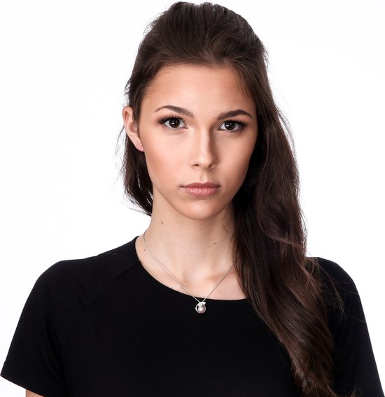 Orphelia ZH-7117 - CHAÎNE AVEC PENDENTIF ROND PERLE ROSE - argent 925 - zircone cubique - 45 cm