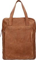 Sacha - Cognac leren rugzak met laptopsleeve