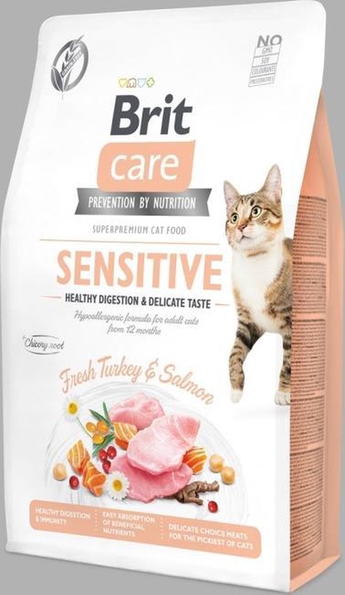 Brit Care Sensitive Healthy Digestion & Delicate Taste kattenvoer 2 x 7 kg