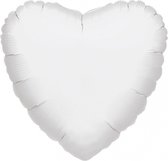 Folieballon - Hart - Wit - 45cm - Zonder vulling
