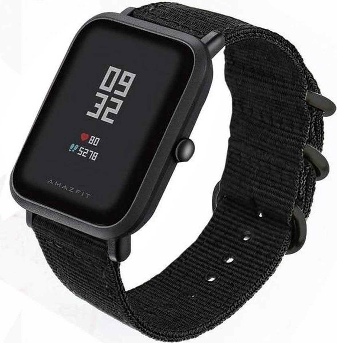 Geschikt voor Xiaomi Amazfit Bip nylon gesp band - zwart - 42mm