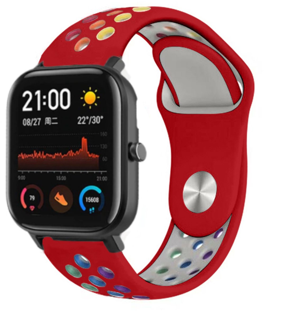 Sportband – geschikt voor Xiaomi Amazfit Bip (42mm) – rood/kleurrijk