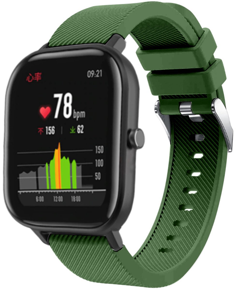 Xiaomi siliconen bandje geschikt voor Amazfit GTS 42mm - legergroen