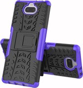 Sony Xperia 10 Hoesje - Mobigear - Tire Serie - Hard Kunststof Backcover - Zwart / Paars - Hoesje Geschikt Voor Sony Xperia 10