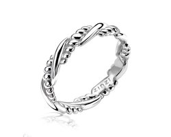 ZINZI zilveren aanschuifring glad kabel in elkaar gedraaid ZIR1582