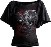 Spiral Top -L- DRAGON ROSE Zwart