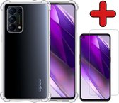 Oppo Find X3 Lite Hoesje Transparant Siliconen Shockproof Case Met Screenprotector - Oppo Find X3 Lite Hoes Silicone Shock Proof Cover Met Screenprotector - Transparant