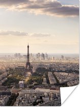 Luchtfoto van Parijs met de Eiffeltoren 60x80 cm - Foto print op Poster (wanddecoratie woonkamer / slaapkamer)