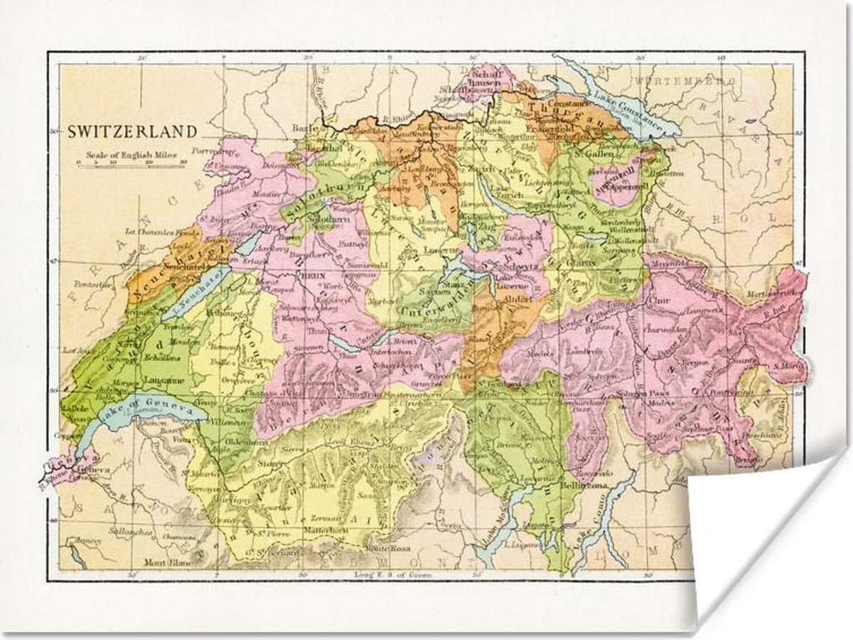 Carte Ancienne De La Suisse 1832 – Reproduction Murale Vintage – Ted's Vintage Art