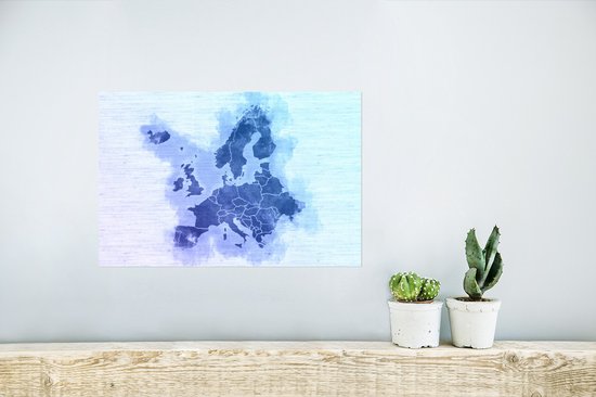 Carte de l'Europe dans les tons de bleu 30x20 cm - petite