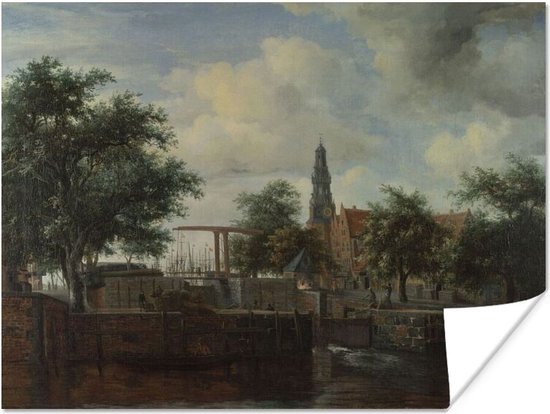 Poster De Haarlemse sluis, Amsterdam - schilderij door Meindert Hobbema - 80x60 cm