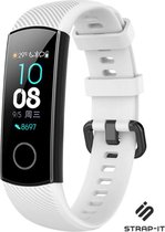 Siliconen Smartwatch bandje - Geschikt voor Honor band 4 / 5 siliconen bandje - wit - Strap-it Horlogeband / Polsband / Armband