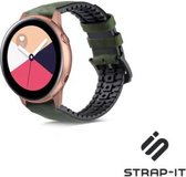Leer, Siliconen Smartwatch bandje - Geschikt voor  Samsung Galaxy Watch Active siliconen / leren bandje - groen - Strap-it Horlogeband / Polsband / Armband