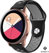 Siliconen Smartwatch bandje - Geschikt voor  Samsung Galaxy Watch Active / Active 2 sport band - zwart/grijs - Strap-it Horlogeband / Polsband / Armband