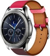 Leer Smartwatch bandje - Geschikt voor  Samsung Gear S3 leren bandje - knalroze/roodbruin - Horlogeband / Polsband / Armband