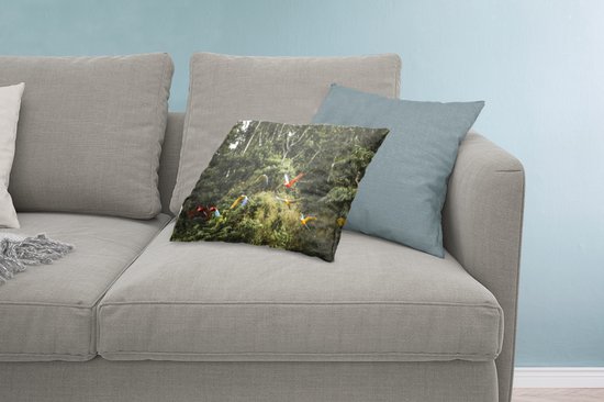 Sierkussen pour la vie forestière à l'intérieur - Perroquets dans la forêt tropicale - 60x40 cm - Coussin rectangulaire en coton