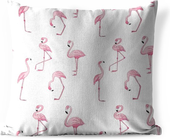 Buitenkussens - Tuin - Patroon met roze flamingo's - 60x60 cm