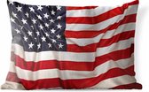 Sierkussen Vlaggen voor buiten - Close-up van de Amerikaanse vlag - 60x40 cm - rechthoekig weerbestendig tuinkussen / tuinmeubelkussen van polyester
