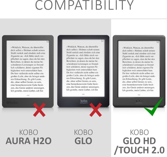 kwmobile hoes geschikt voor Kobo Glo HD / Touch 2.0 - Stoffen beschermhoes voor e-reader in donkergrijs van Merkloos — afbeelding 5