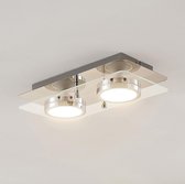 Lindby - LED plafondlamp - 2 lichts - metaal, glas - H: 6.1 cm - GU10 - chroom, helder - Inclusief lichtbronnen