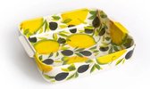 Ovenschaal vierkant met citroenen en olijven 22 x 25 cm | EWCI01 | Piccobella