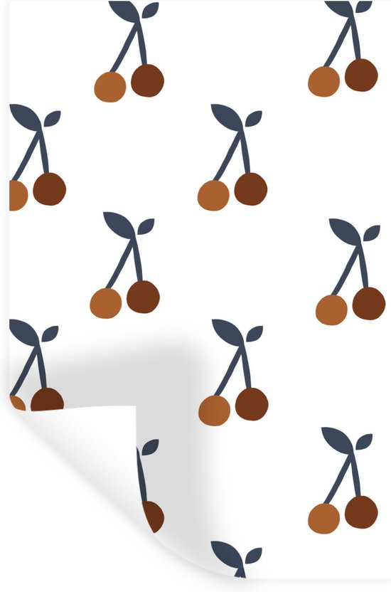 Muurstickers - Sticker Folie - Patroon - Planten - Kersen - 20x30 cm - Plakfolie - Muurstickers Kinderkamer - Zelfklevend Behang - Zelfklevend behangpapier - Stickerfolie